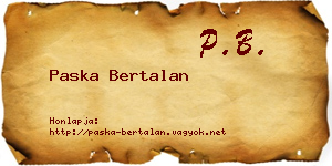 Paska Bertalan névjegykártya